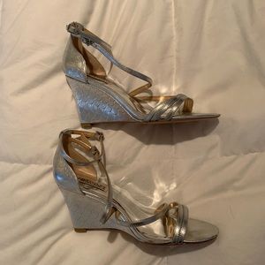 Silver Wedding / Prom Wedge Heels 7.5
